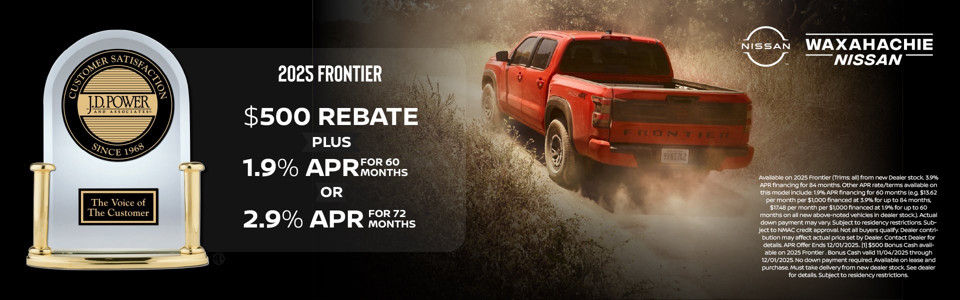 $500 Rebate Plus 1.9% APR or 2.9% APR